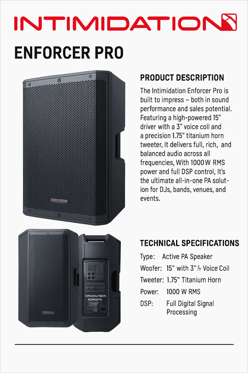 Intimidation ENFORCER Pro Active PA Speaker: Power, Precision, Delivered